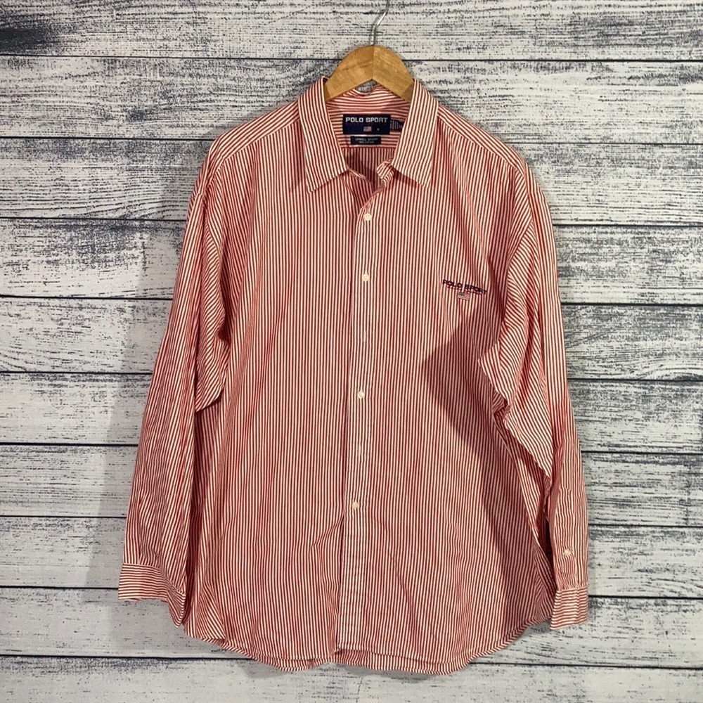 Vintage Polo Sport Ralph Lauren Lowell Sport 100% Cotton Long Sleeve Shirt XXL